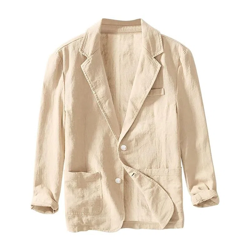Chaqueta de lino para hombre, chaqueta de traje de ocio, chaqueta deportiva ligera de dos botones, chaqueta deportiva ajustada, chaqueta de traje para hombre, chaqueta deportiva de ocio con