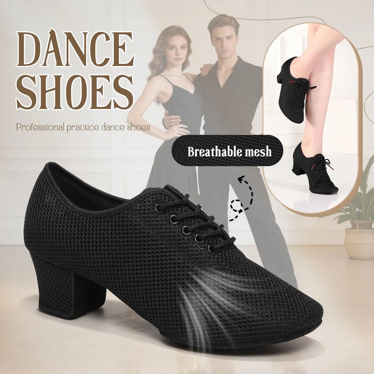 Mujer Zapatos de práctica de Baile Latino Salsa Tango Baile de Salon Danza Suaves y Cómodos