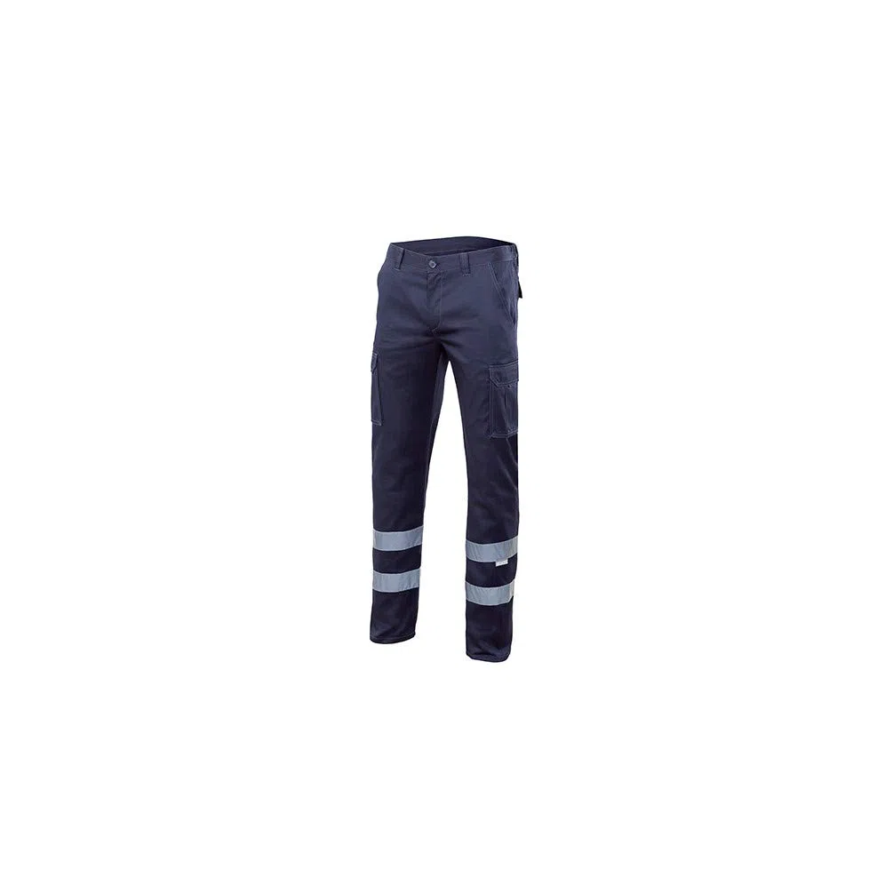VELILLA 103014S / Pantalon Multibolsillos Stretch con Cintas Reflectantes (Azul Marino, 44)