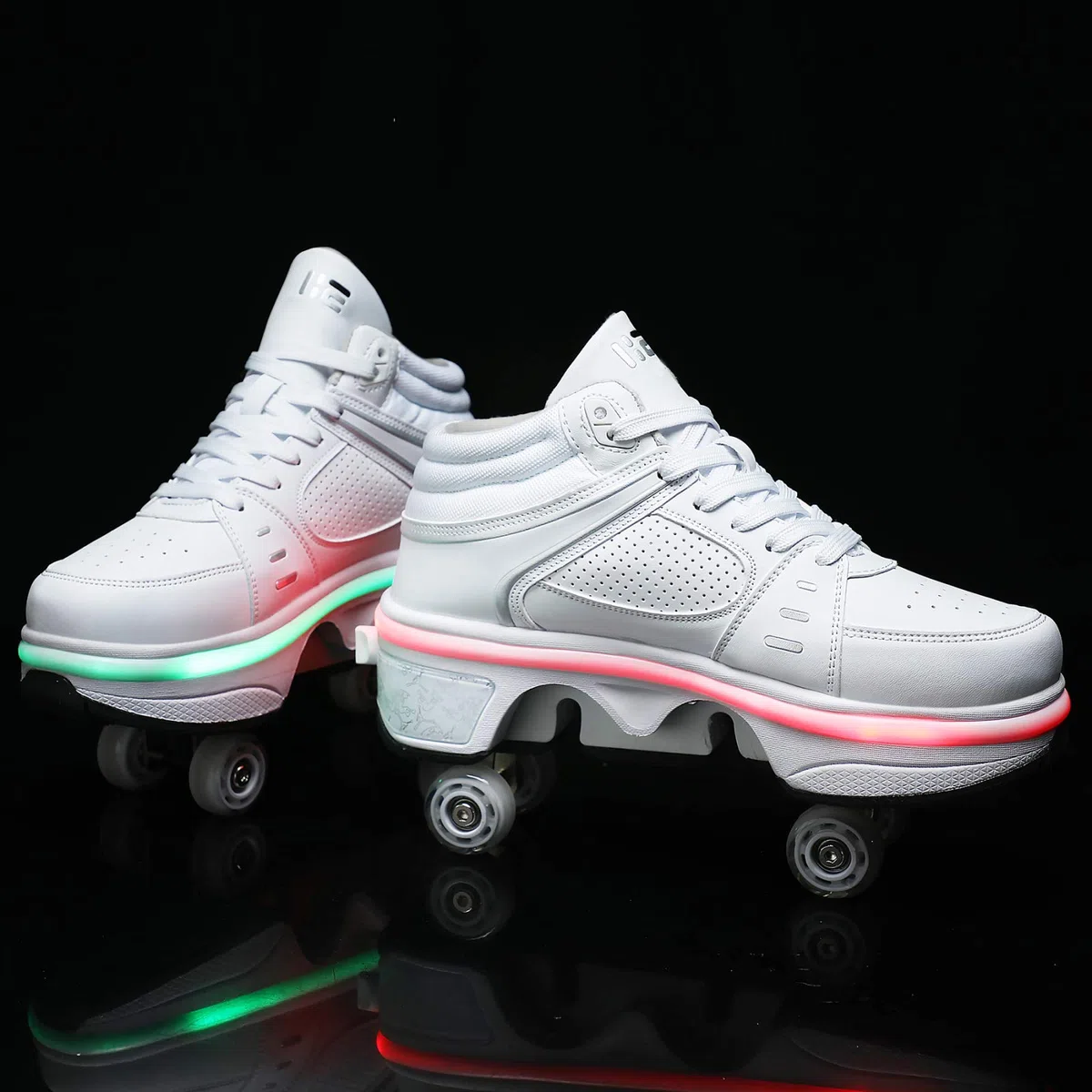 Ruedas Ajustables LED Roller Shoes Aire Libre Y Deporte Gimnasia Zapatillas Zapatos Ruedas Deformación 2 En 1 Patines Botas De Patines De 4 Ruedas,EU36/UK3