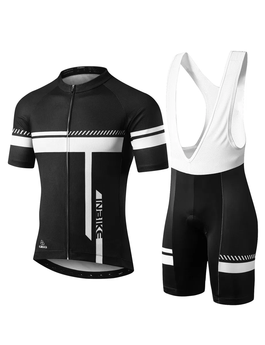 INBIKE Ropa de Ciclismo Hombre con Gel 3D Acogido Maillot + Culote Velo Hombre Transpirable y Antitranspirante Detalles Reflectantes C319