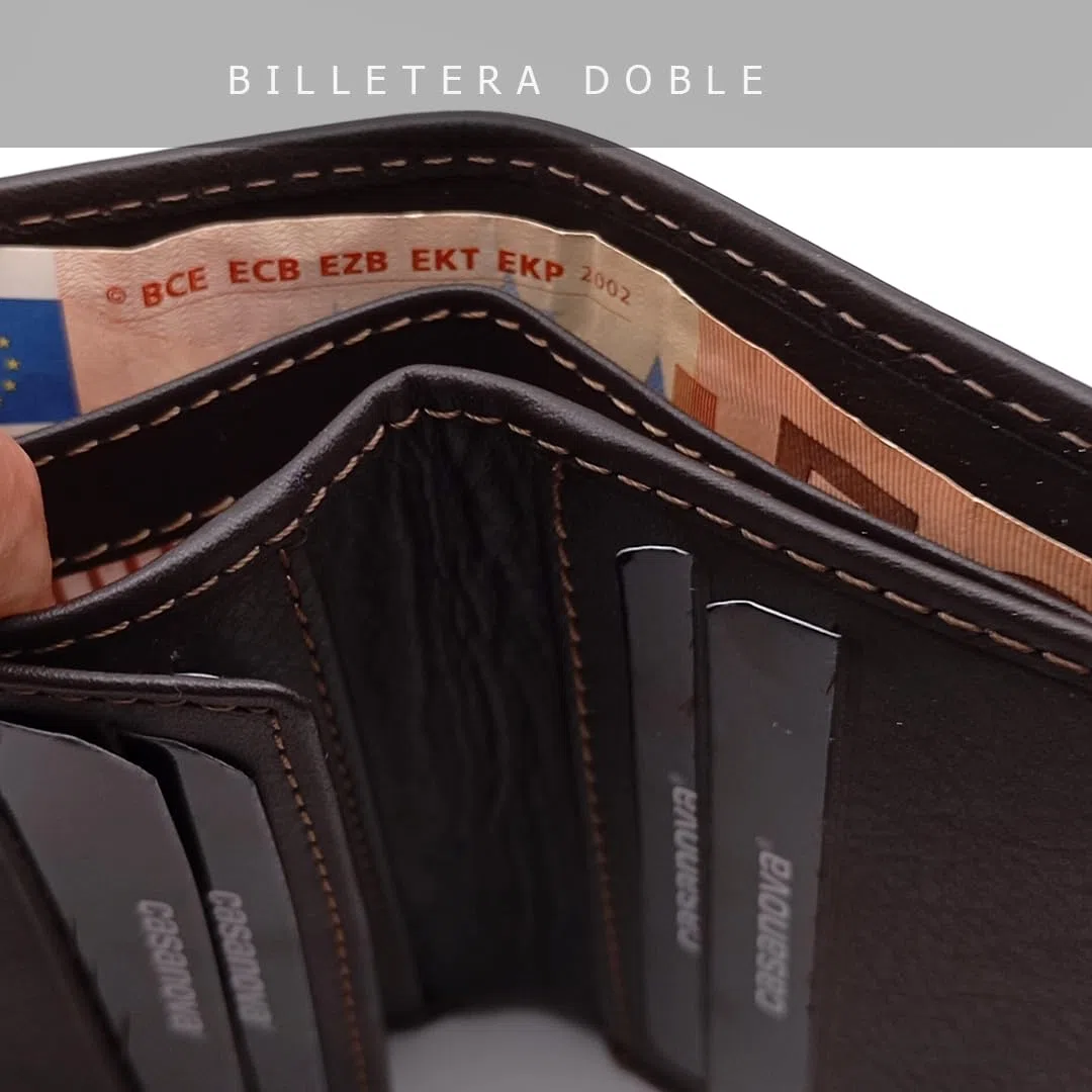 Mini Cartera Hombre Piel Monedero Exterior - Hecho a Mano - 10064 Marron