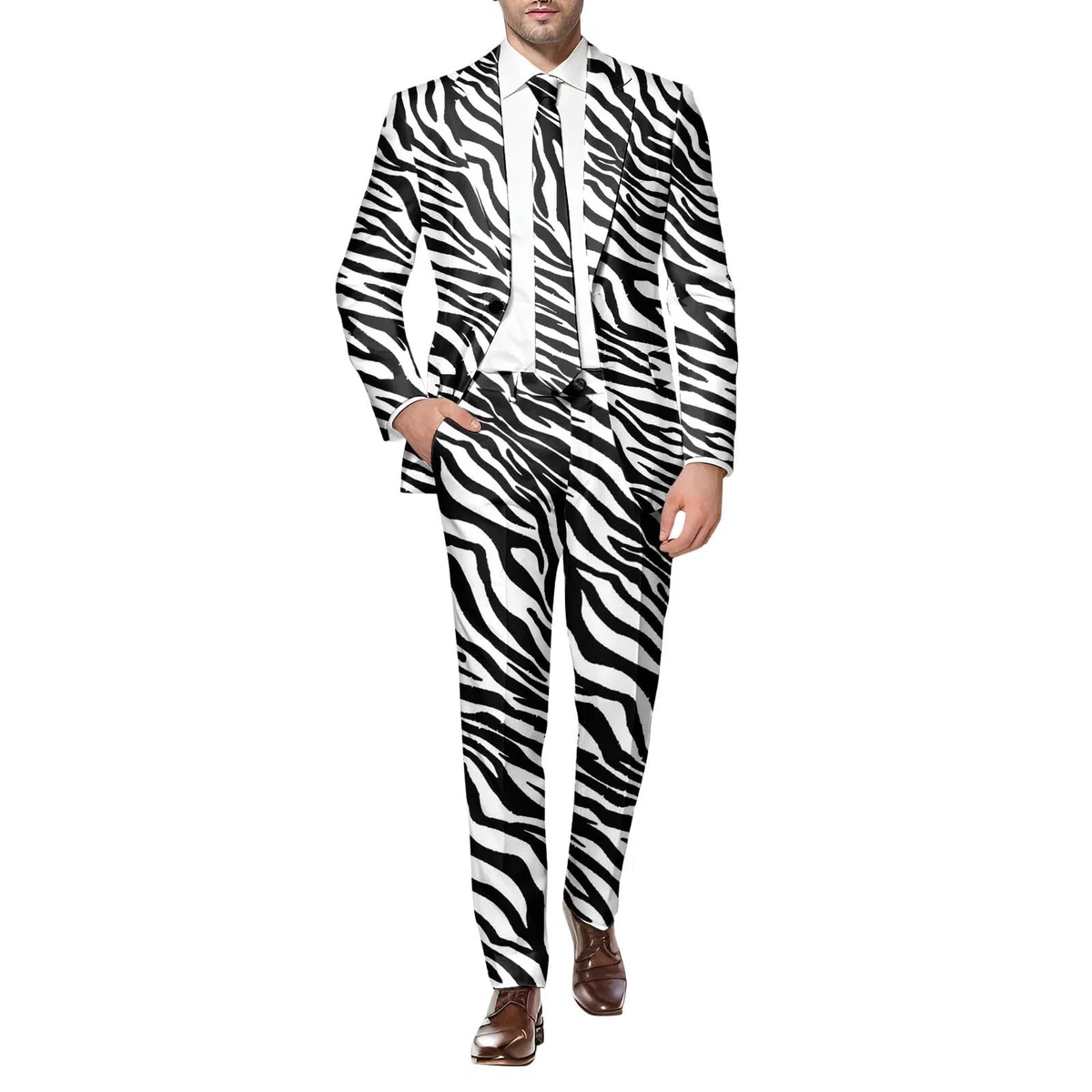 Americana de leopardo para hombre, chaqueta de traje de negocios, corte regular, chaqueta con un botón, abrigos deportivos de ocio, chaqueta de solapa elástica, traje de boda, corte regular,