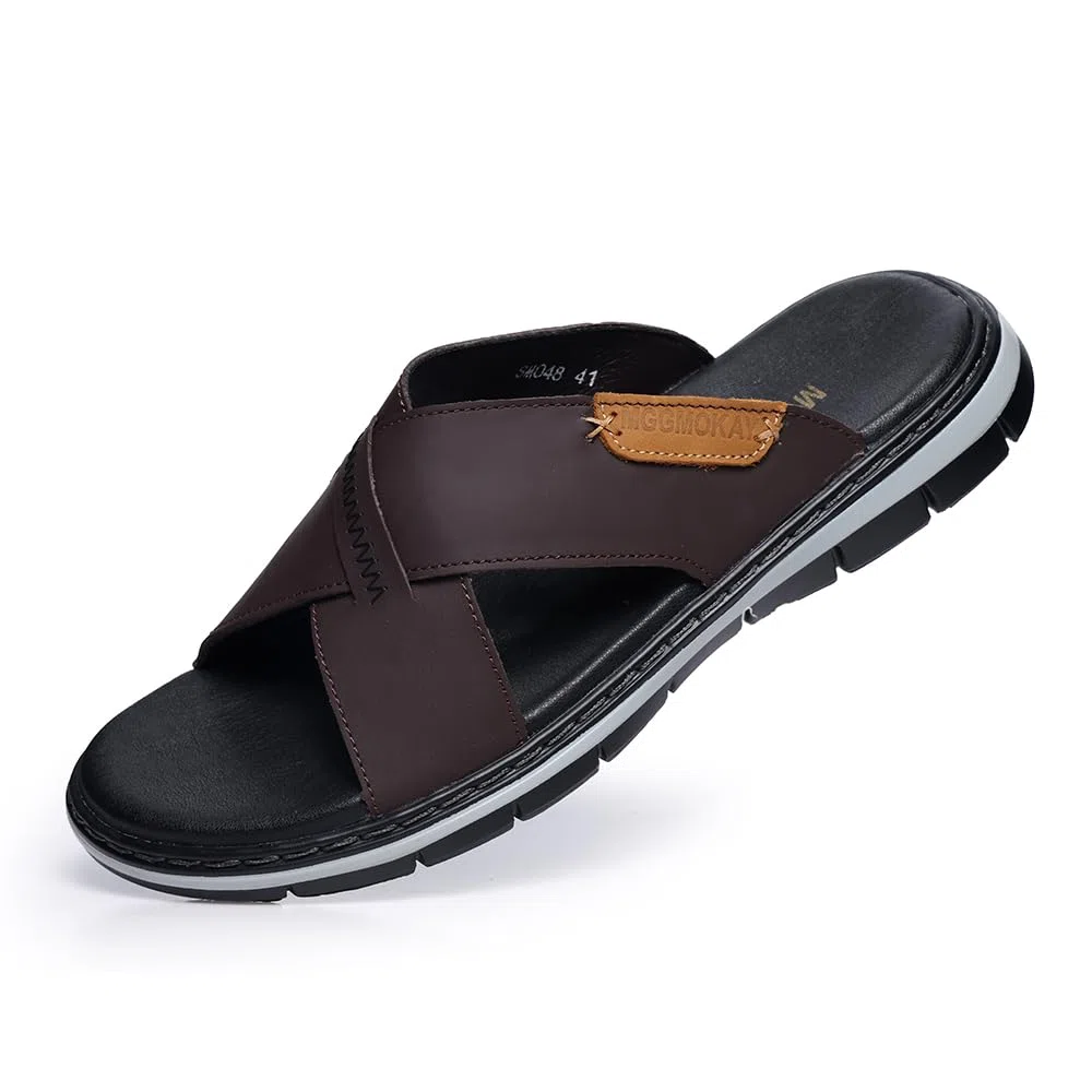 MGGMOKAY Zapatillas Cruzadas Masculinas Sandalias,Hombre Cuero Sandalias,Sandalias de vestir Hombres