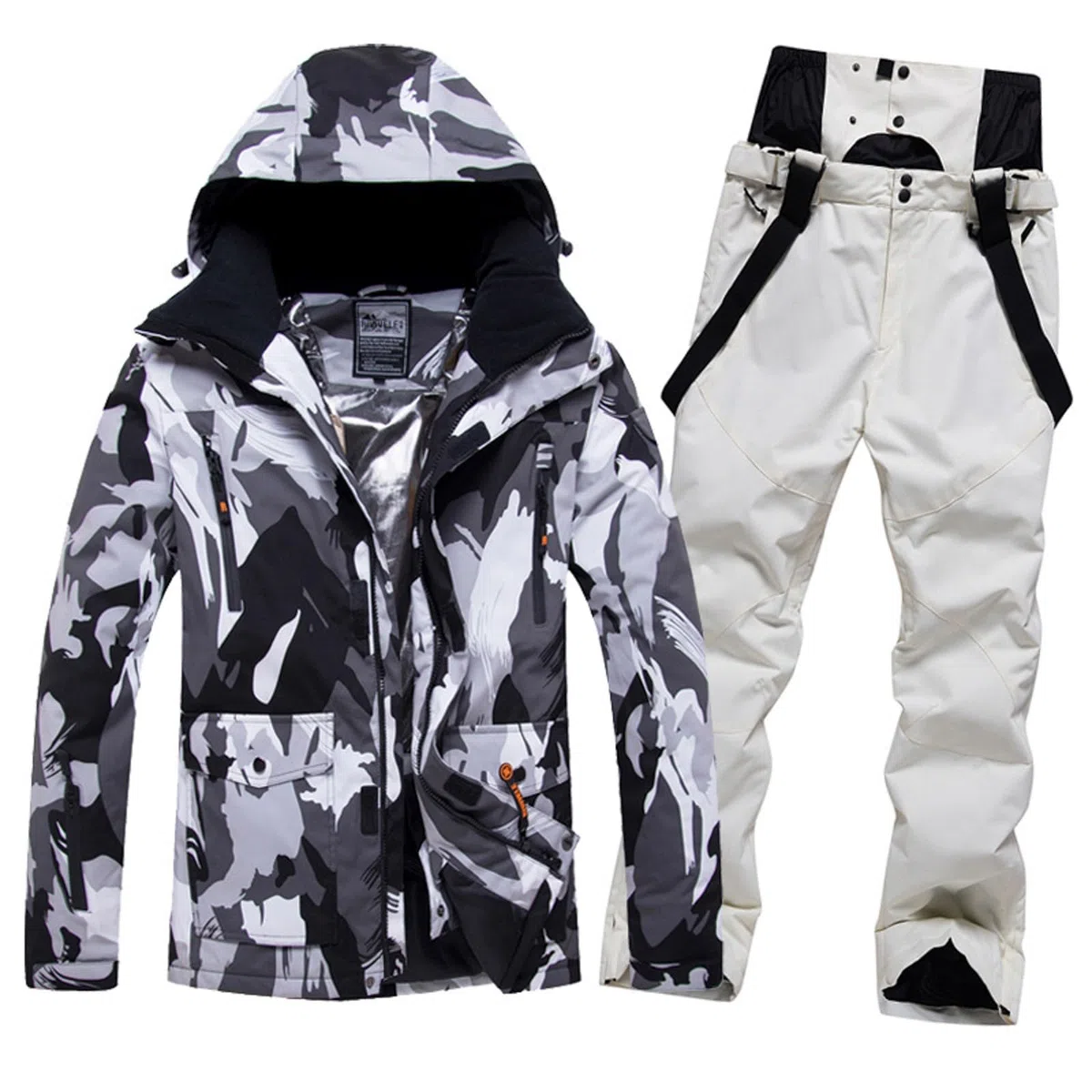 Traje de Nieve para Hombre Conjunto de Chaqueta y Pantalones de Esquí Cálida Invierno Abrigo de Nieve Cálido Conjunto para Esquí Senderismo Escalada Snowboard Aislado