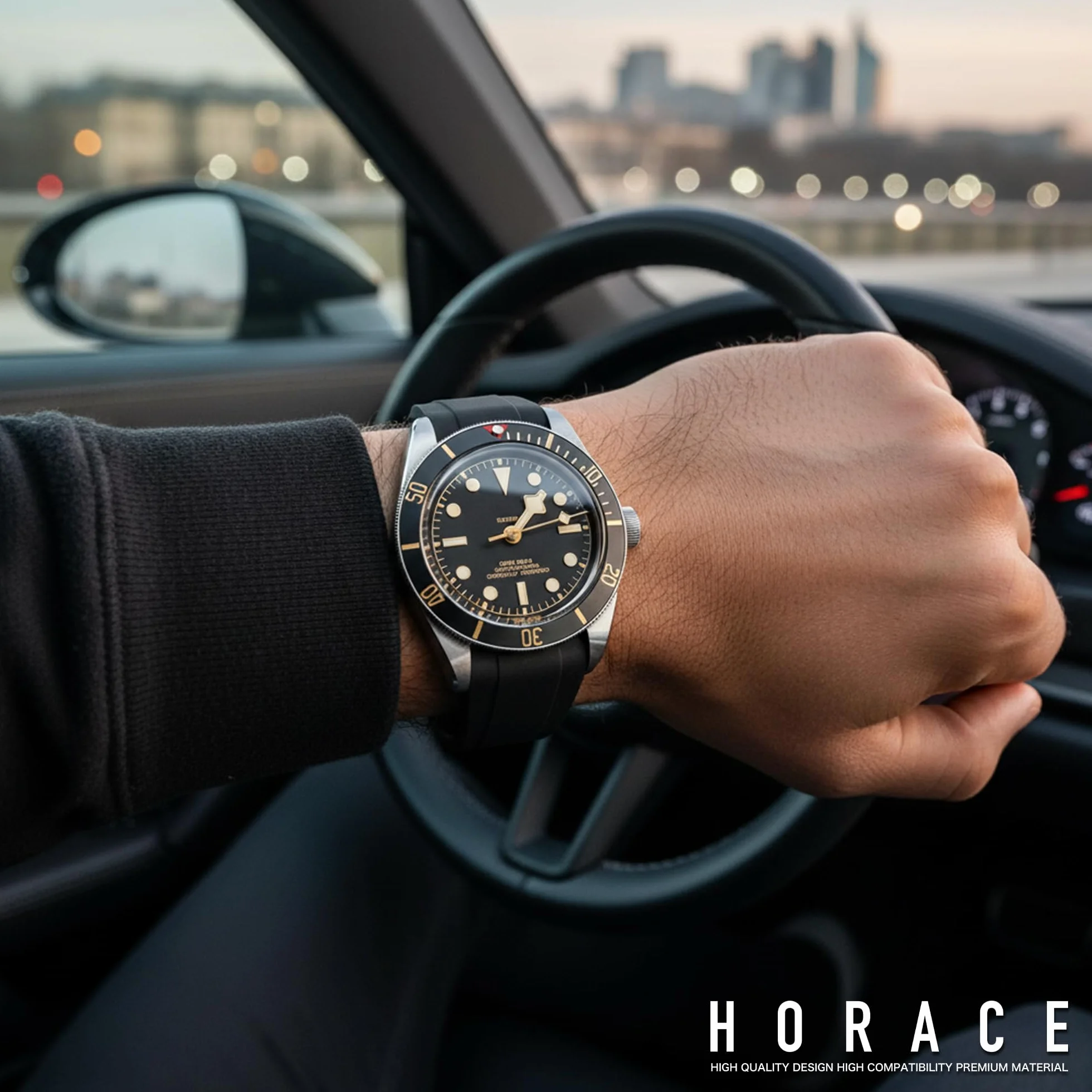 HORACE Correa de Reloj 20 mm de Goma FKM Premium – Suave, Impermeable y Duradera – Compatible con Tudor Black Bay 58 & GMT 39mm