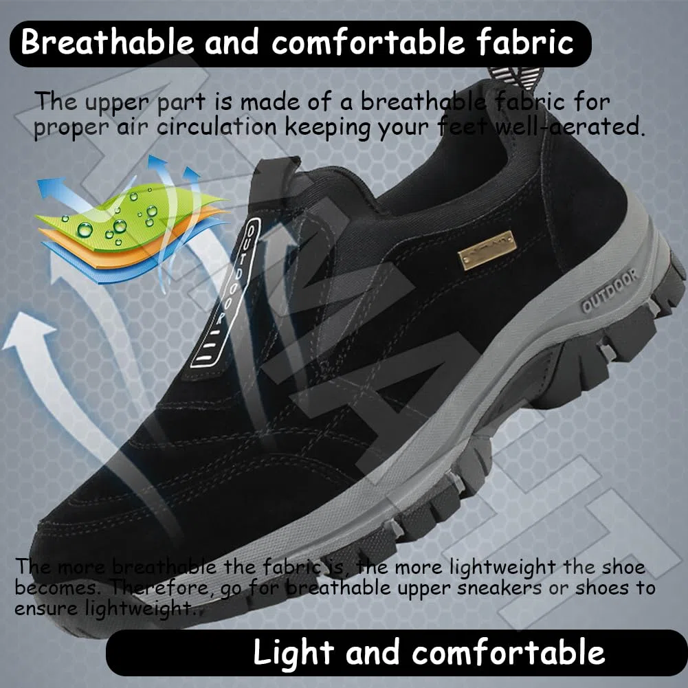 Mocasines sin Cordones para Hombre Zapatillas Trail Running Hombre Zapatillas Senderismo Trekking Zapatos Montaña Antideslizantes Transpirables,Azul,39/245mm