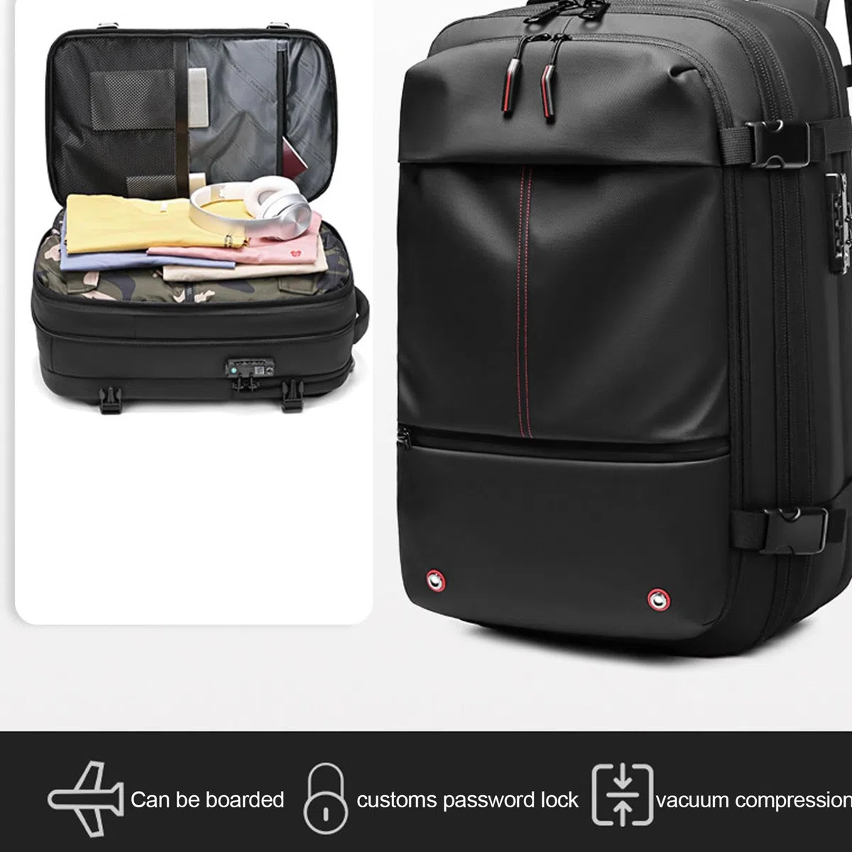 Generisch Mochila de vacío de aire, mochila de viaje al vacío - 60L expandible Airpack con compartimento para ordenador | Embalaje al vacío de tela Oxford, impermeable, separación en seco para