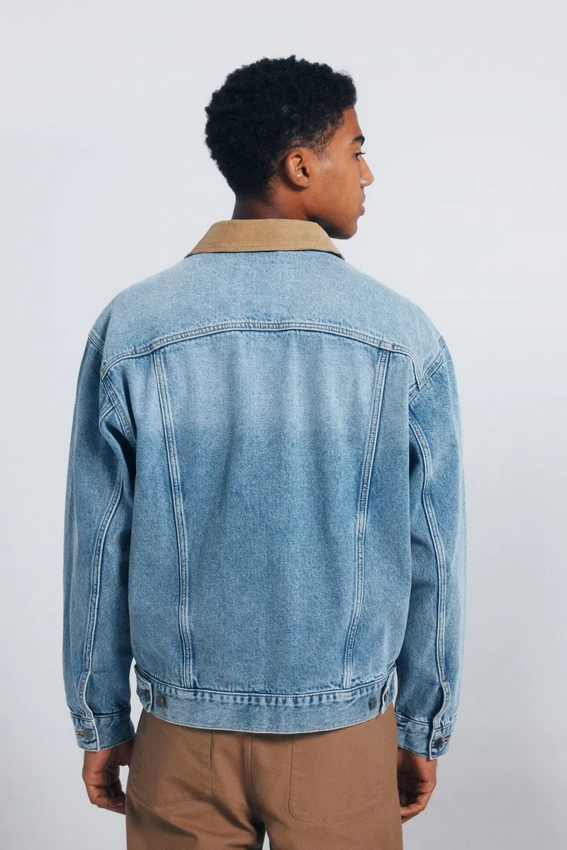 SPRINGFIELD Oversize Denim Trucker With Corduroy Collar. 100% Bci Cotton Chaqueta Vaquera Hombre