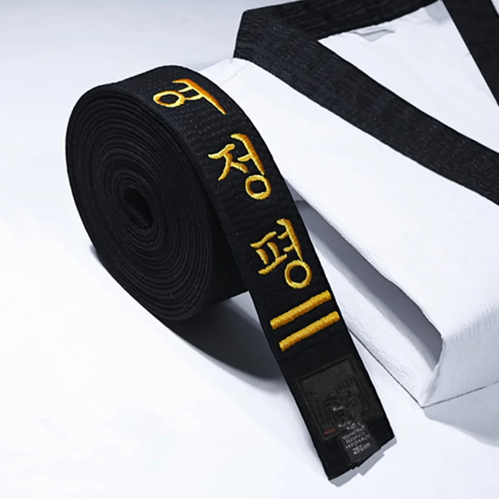 Cinturón negro bordado personalizado para taekwondo, karate, hapkido, artes marciales, cinturón de entrenador, karate, judo/cinturón negro personalizado con nombre