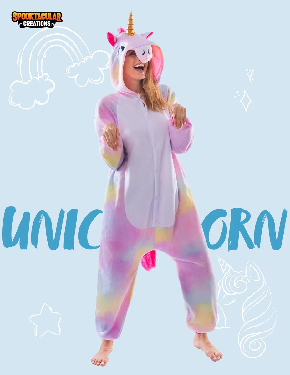 Spooktacular Creations Cosplay Pijama de Unicornio Disfraces para Chica Mujer Mono Una Pieza Ropa de Dormir