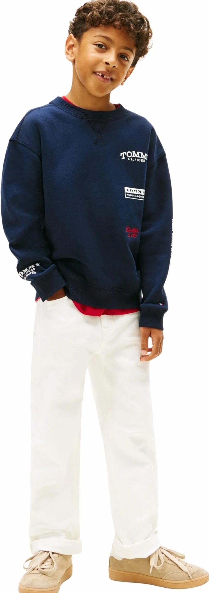 Tommy Hilfiger Multi Print C-nk Sweatshirt Kb0kb10031 Sudadera con Capucha Niños (Pack de 1)