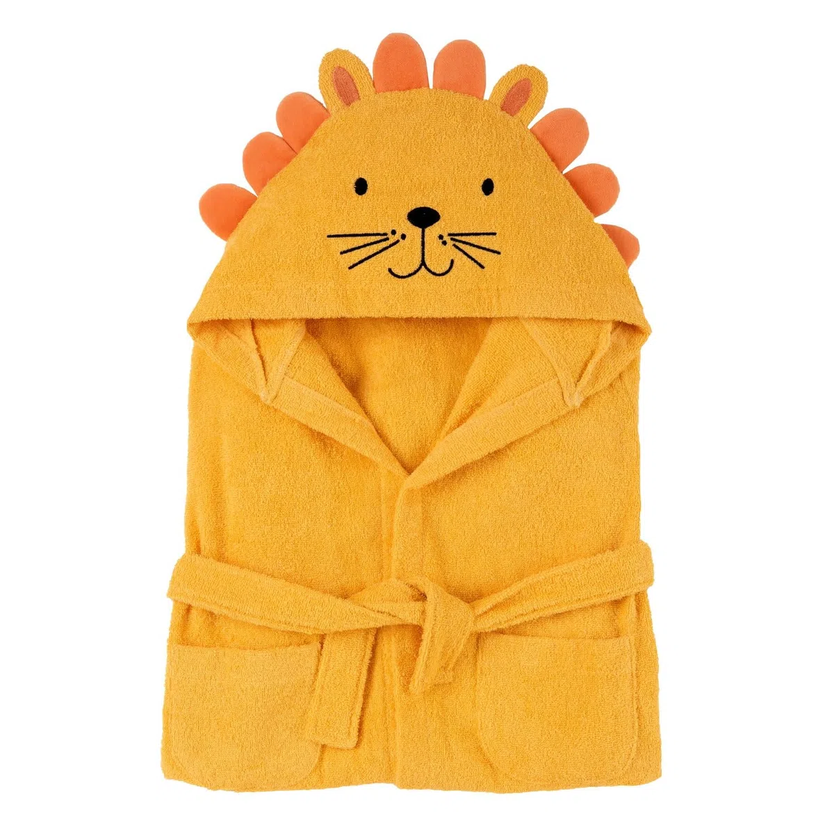 Chicco Albornoz de suave tejido de esponja, en forma de dulce léon, colorido y divertido, con dos cómodos bolsillos y práctico cinturón, 24 meses +, naranja