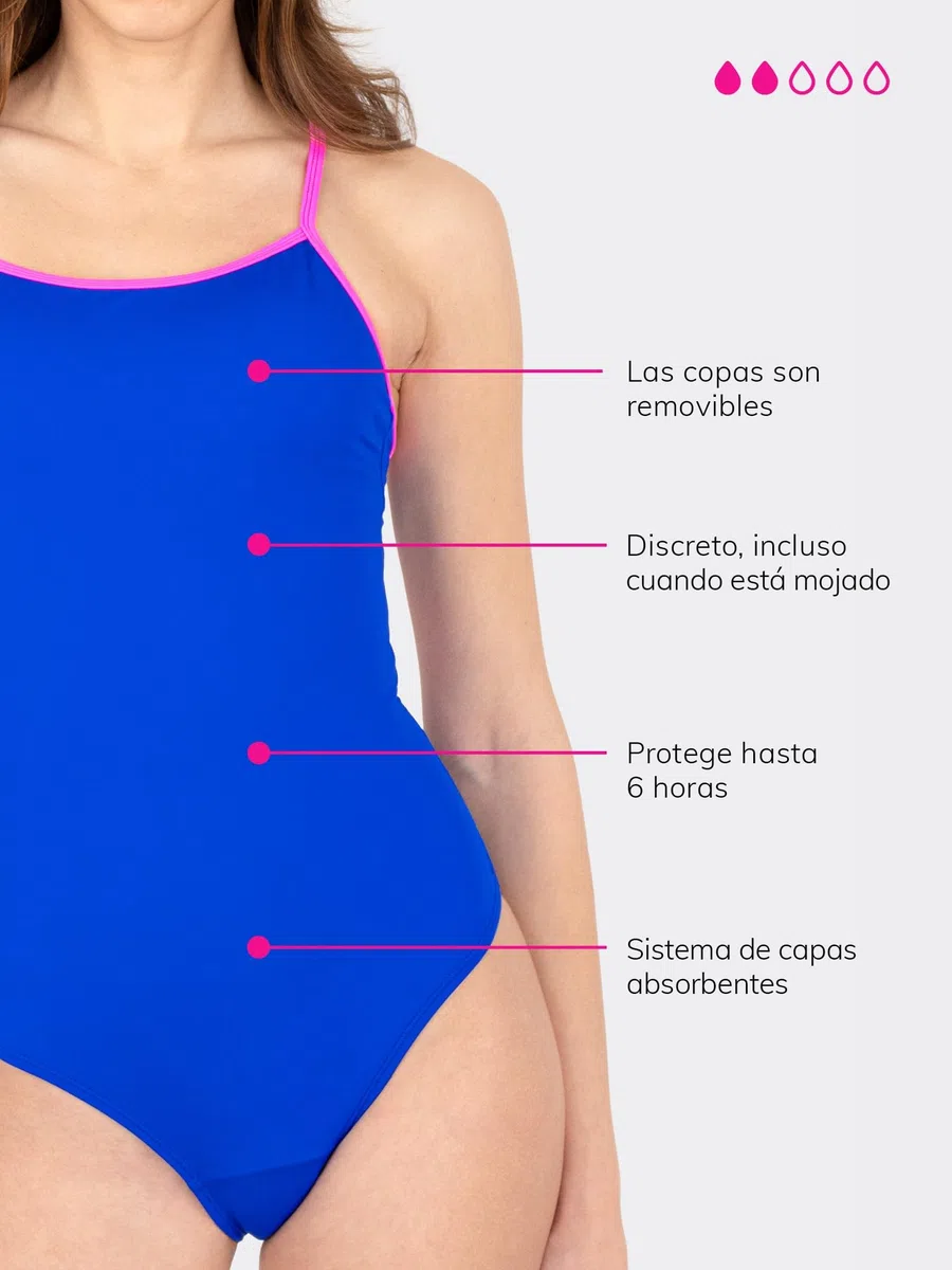 MYLILY Bañador Menstrual Mujer, Niñas & Adolescentes Cut out | Bañador para Piscina, Mar & Vacaciones | Protección 2-3 Tampones | Antifugas, Neutro al Olor, Oeko-Tex