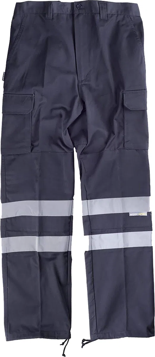 Work Team Pantalón sin elástico con Refuerzos, Multibolsillos y 2 Cintas Reflectantes. Hombre Marino 46