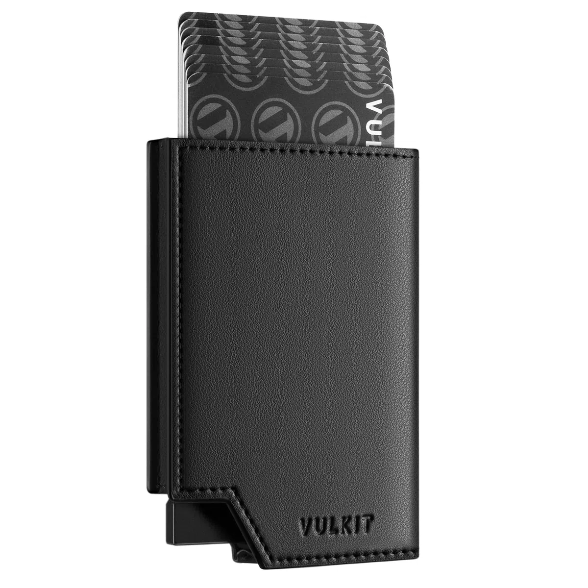 VULKIT Tarjetero Bloqueo RFID Tarjetero Emergente de Cuero para Hombres y Mujeres con Compartimento para Billetes y Cierre Magnético