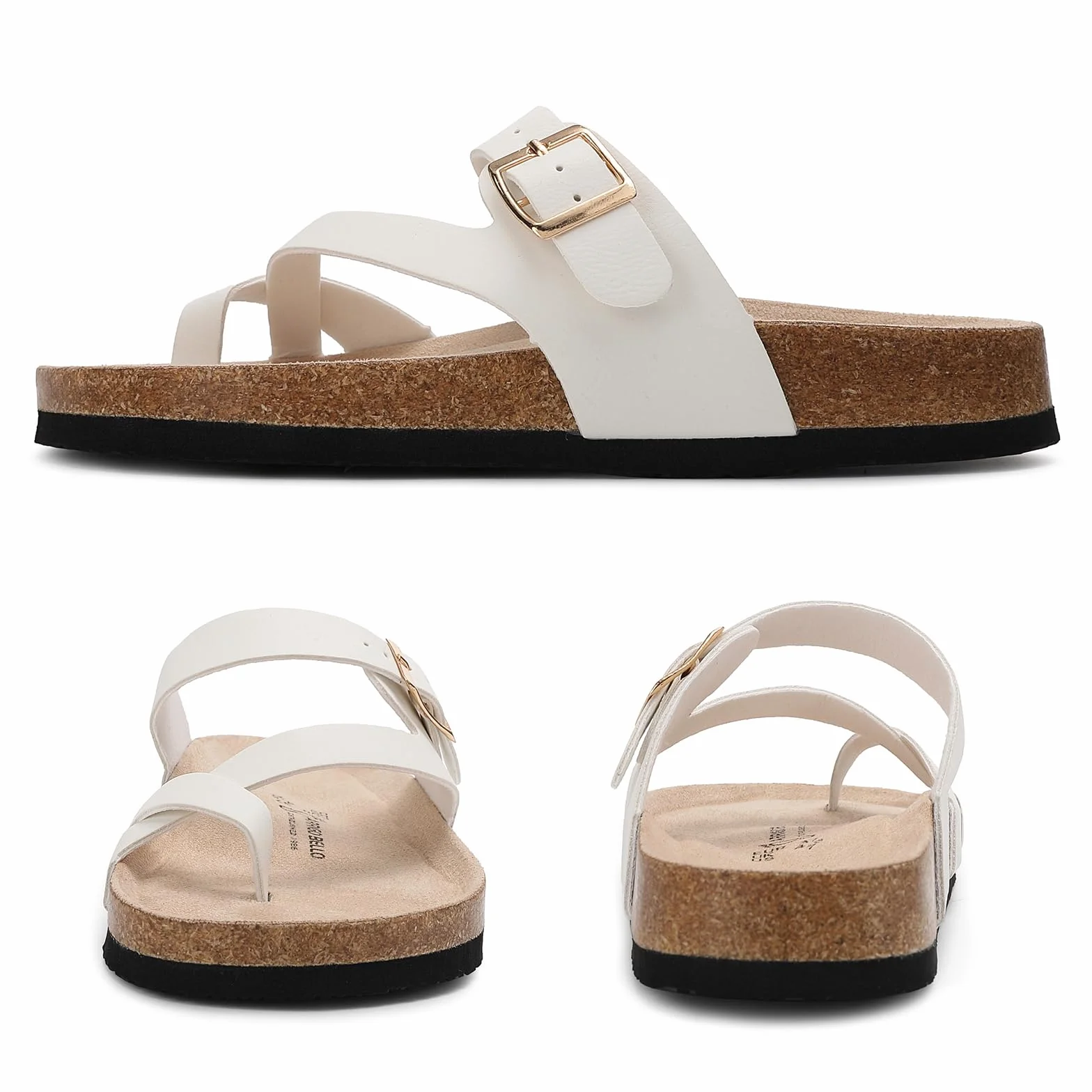 Mules Mujer Sandalias de Corcho Verano Cuero Zapatillas de Playa Sandalias Punta Abierta Hebilla Ajustable EU36-41
