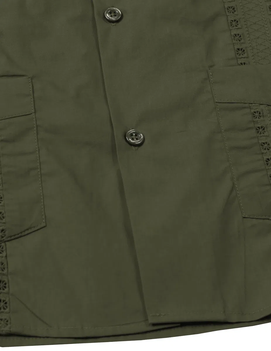 JOGAL Guayabera - Camisa cubana de manga corta para niños, casual, con botones