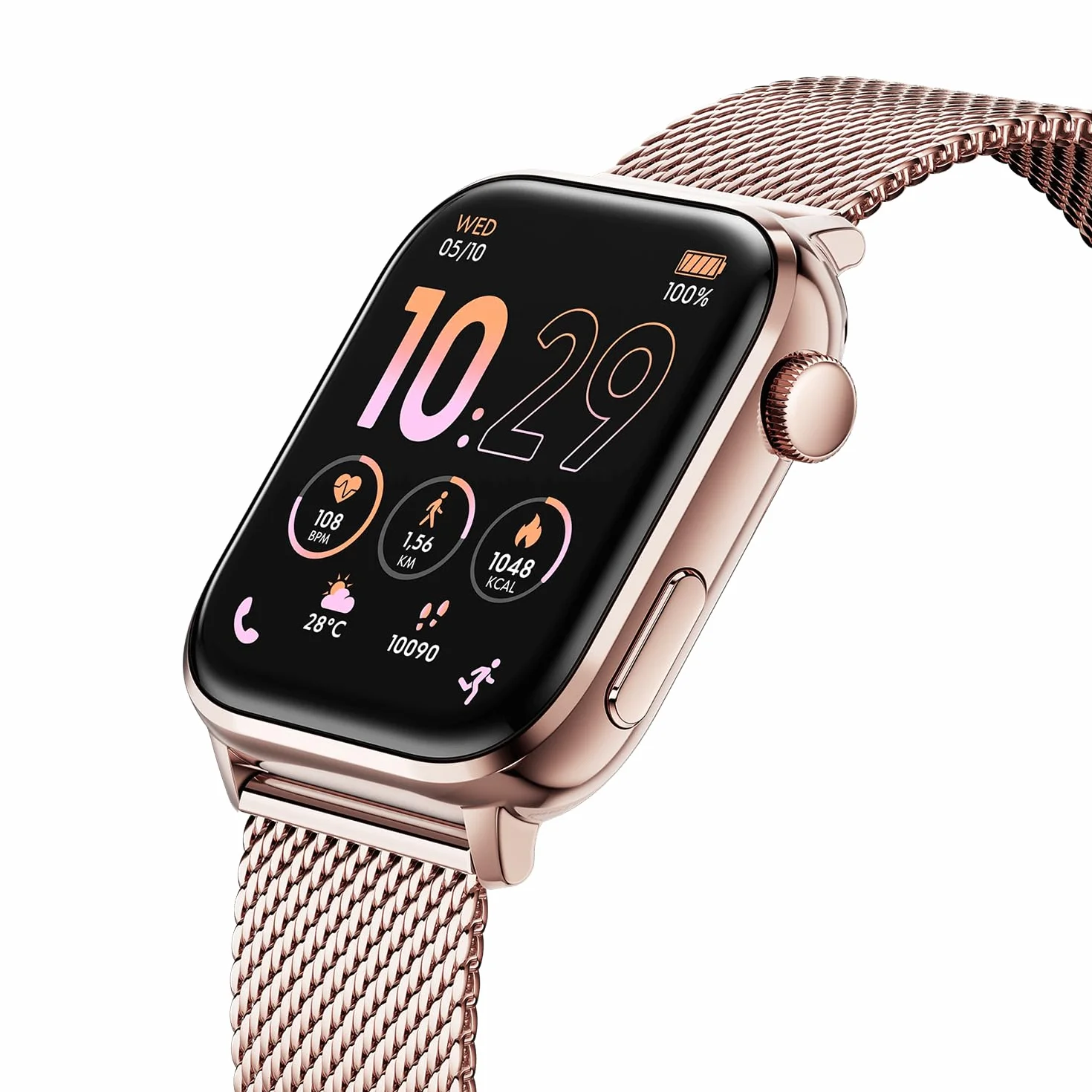 Ice-Watch - ICE smart 3.0 Rose gold Milanese 1.78 AMOLED GPS - Reloj de señora rectangular oro rosa con correa de metal - 024304 (1.78 pulgadas)