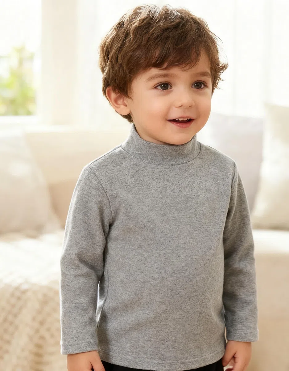 Volunboy Pack de 3 Camisetas Térmicas de Cuello Alto Manga Larga para Bebés y Niños 1-6 Años