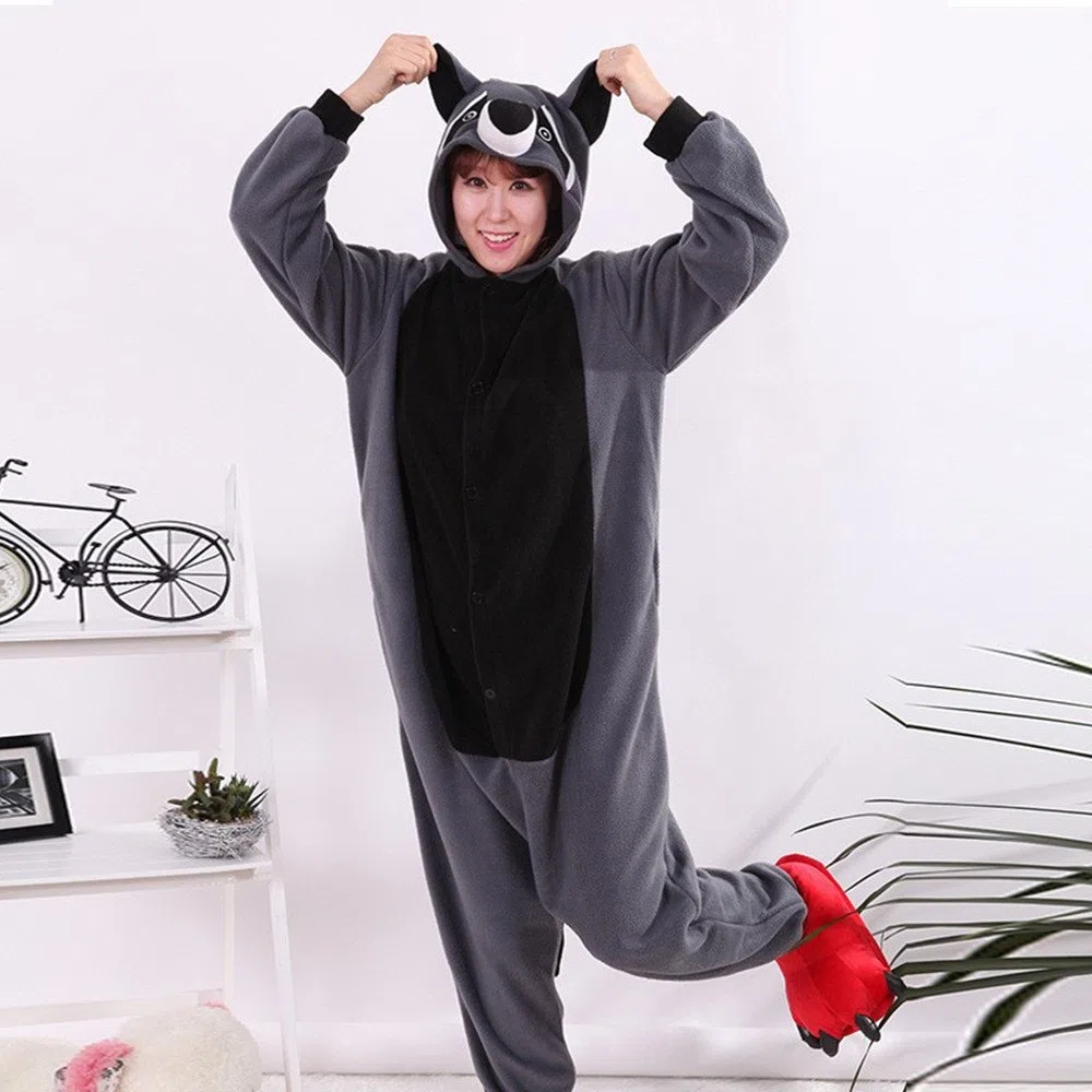 wotogold Pijama de Mapache Animal Trajes de Cosplay Adultos Unisex
