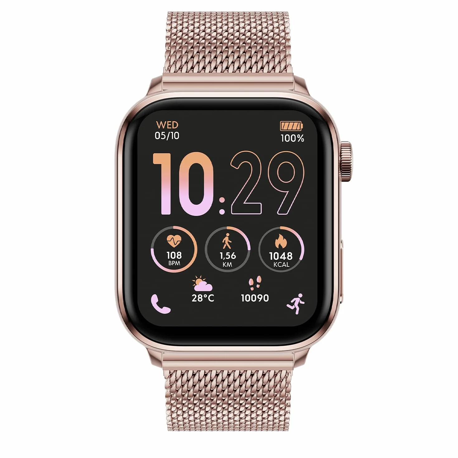 Ice-Watch - ICE smart 3.0 Rose gold Milanese 1.78 AMOLED GPS - Reloj de señora rectangular oro rosa con correa de metal - 024304 (1.78 pulgadas)