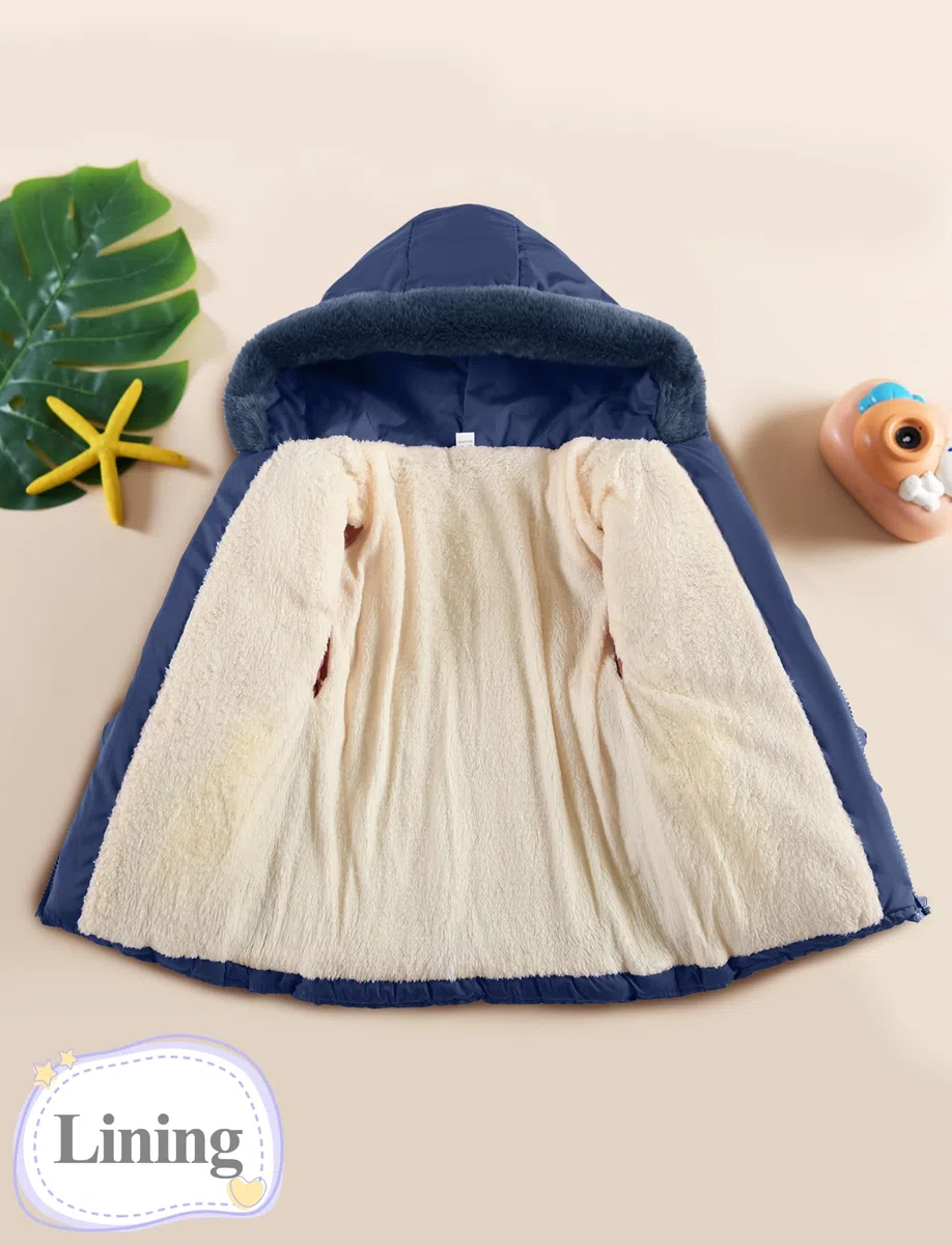 Happy Cherry - Chaqueta Invierno Niña Bebé con Forro Polar Abrigo Acolchado Cálido con Capucha Niños Niñas Infantil Ropa Gruesa Caliente para Nieve Al Aire Libre - 1-5 Años