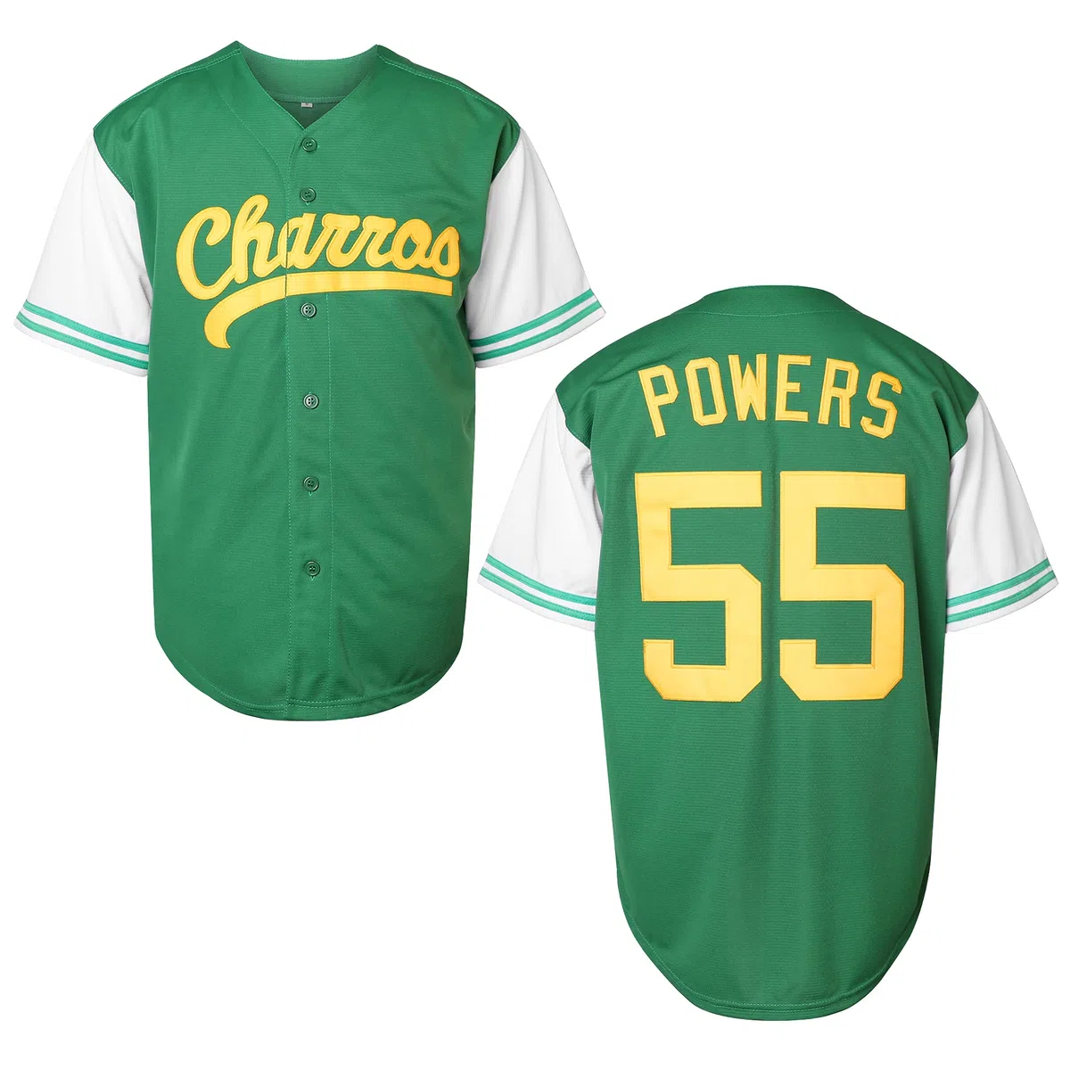 MESOSPERO Kenny Powers - Camiseta de béisbol #55 Myrtle Beach Mermen cosida para hombre, color azul y verde, tallas S-3XL