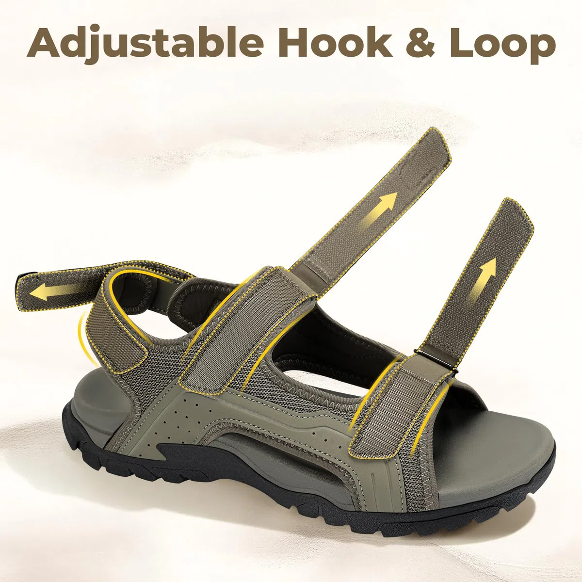 FitVille Sandalias Deportivas Hombre Anchas Sandalias de Exterior con Cierre de Contacto Antideslizantes Ligeras Zapatos de Trekking Transpirables para Verano