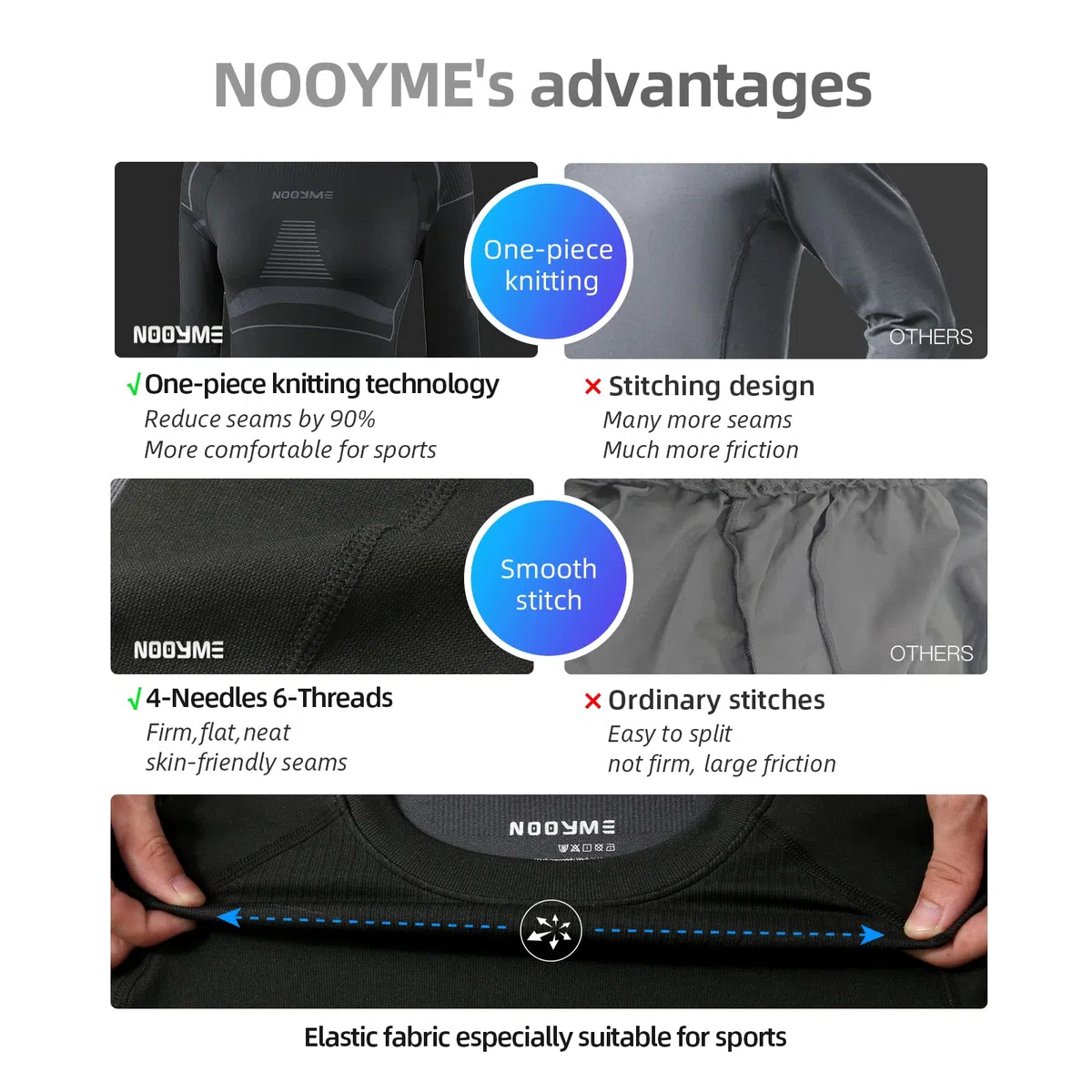 NOOYME Ropa Interior Térmica Mujer Funcional para Esquí - Termoactiva, Transpirable, Elástica, Suave y Cálida - Conjunto