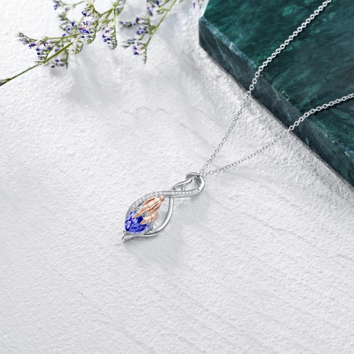 Collar para hija de Papá Mum de plata de ley para padre e hija, colgante de corazón infinito para hija, Plata esterlina