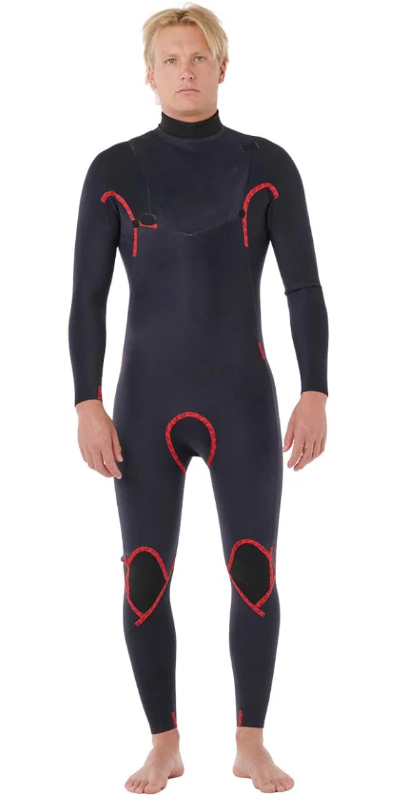 RIP CURL 2025 Hombres Dawn Patrol Pro 4/3mm Chest Zip Neopreno 16WMFS - Black