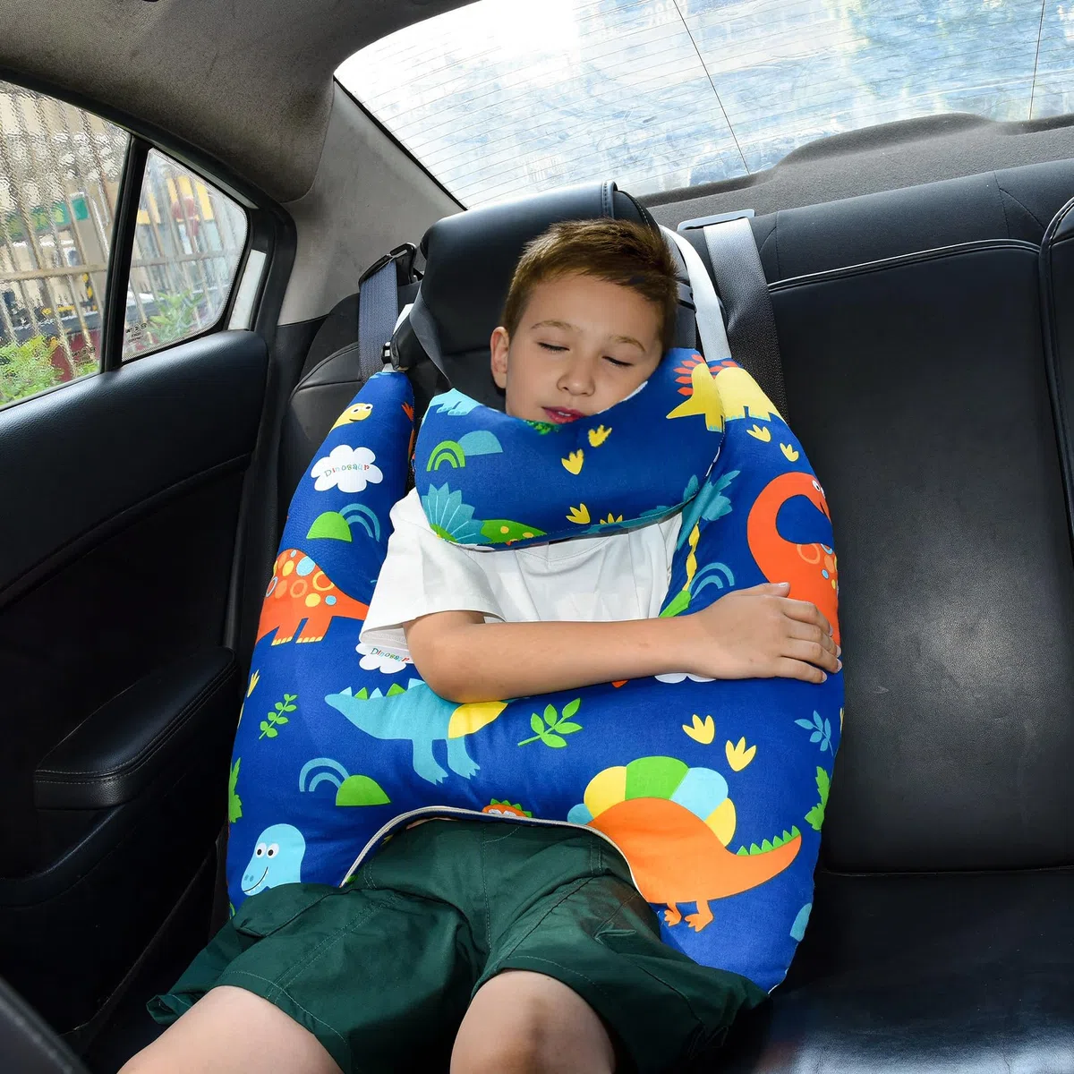 Cojín de viaje para niños en coche, cojín para niños en forma de H, cojín de viaje lavable y cómodo para dormir en el coche, cojín cervical para niños en viajes largos