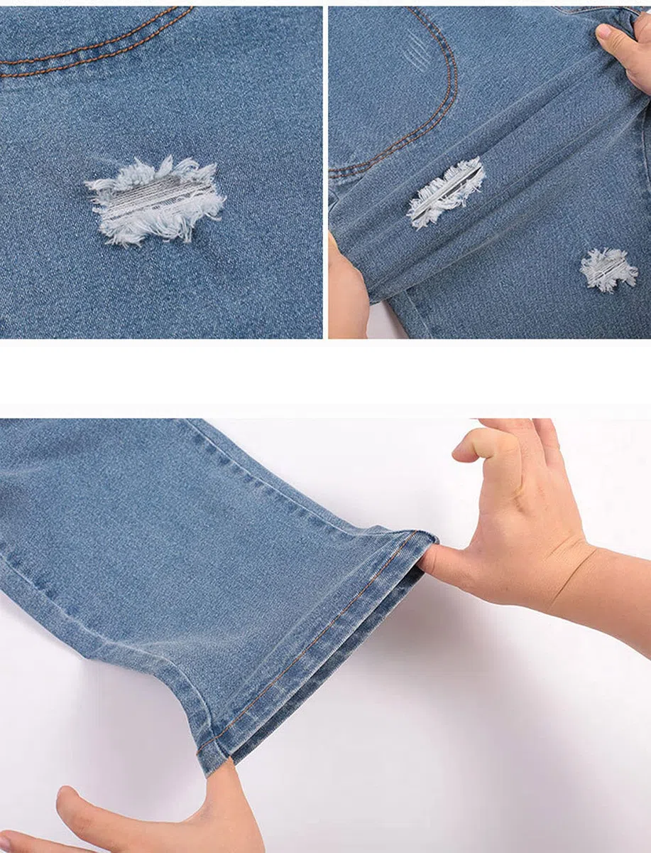 Suncolour Overoles de Maternidad con Pechera Rasgados Peto de Mezclilla Mamelucos Largos Monos de Jeans Ajustables en la Cintura