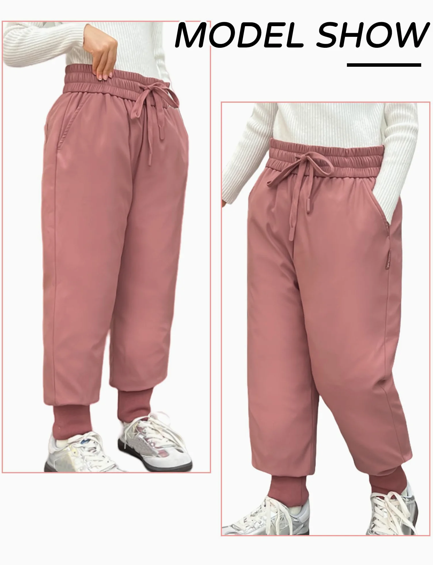 Happy Cherry - Pantalones de Nieve Plumón Invierno Niño Niña Bebé Pantalón Largo de Plumas Acolchados Caliente Infantil Ropa Grueso Resistente Viento para Esquí Aire Libre - 110-160cm