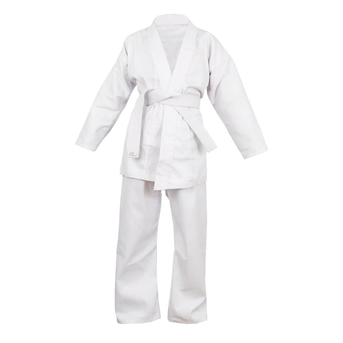 Traje de karate blanco para estudiantes de polialgodón (preencogido) para estudiantes de gi para niños y niñas, uniforme de karate para niños, kimono, cinturón blanco