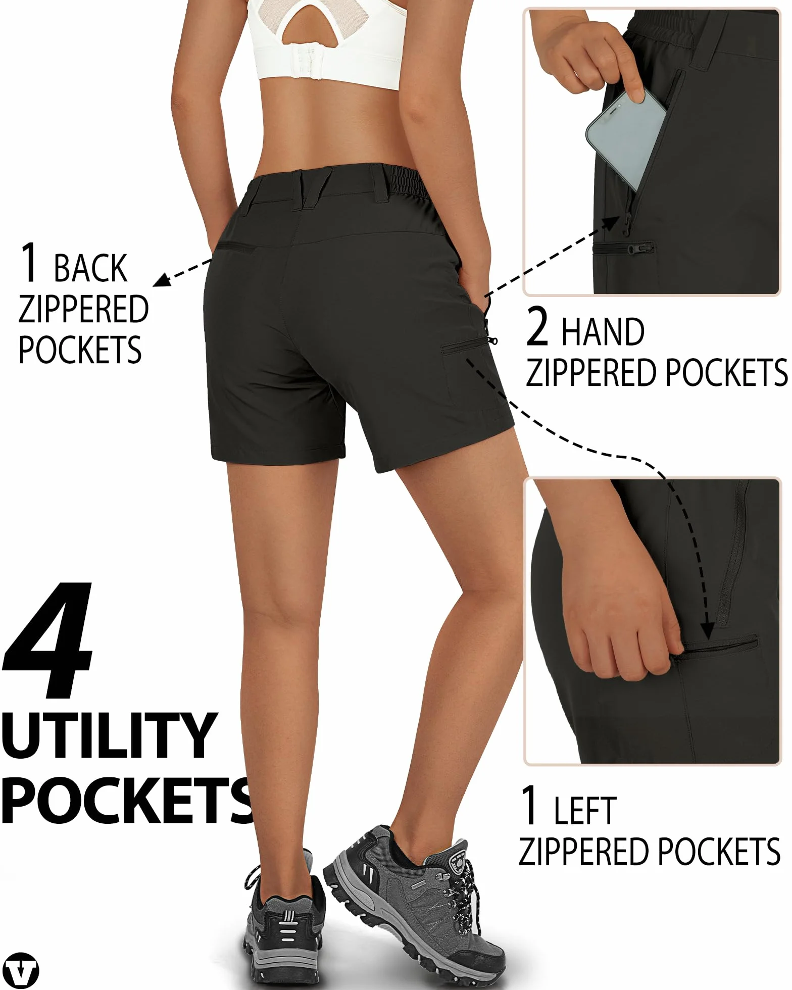 Outdoor Ventures Pantalones cortos para mujer UPF50+ con protección UV, pantalones cortos de senderismo para verano, ligeros, elásticos, de secado rápido, pantalones de senderismo