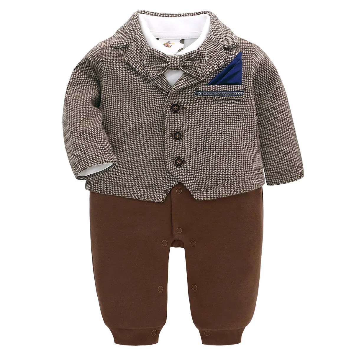 famuka Bebé Niños Trajes Esmoquin de niño Traje de Pelele de recién Nacido Traje de Fiesta de Bautizo Ropa de una Pieza (Marrón, 9M)