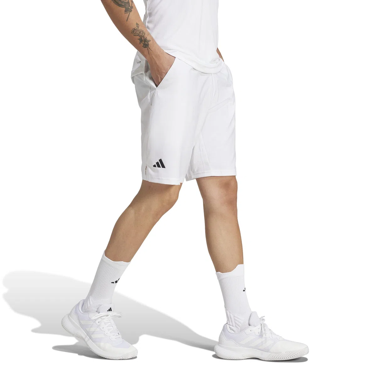 adidas Hombre Club Tennis Climacool 3-Stripes Shorts, White, S 9 Inch