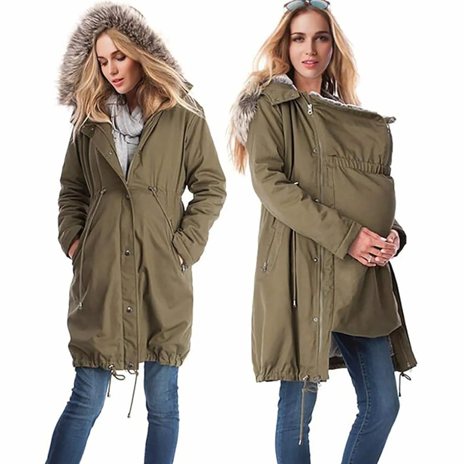 Abrigos de Invierno para Mujer Chaqueta Larga de Algodón Oversize para Embarazadas Moda para Embarazadas Chaqueta de Invierno Monocromática Chaqueta Cálida para Embarazadas Multifuncional 3 en