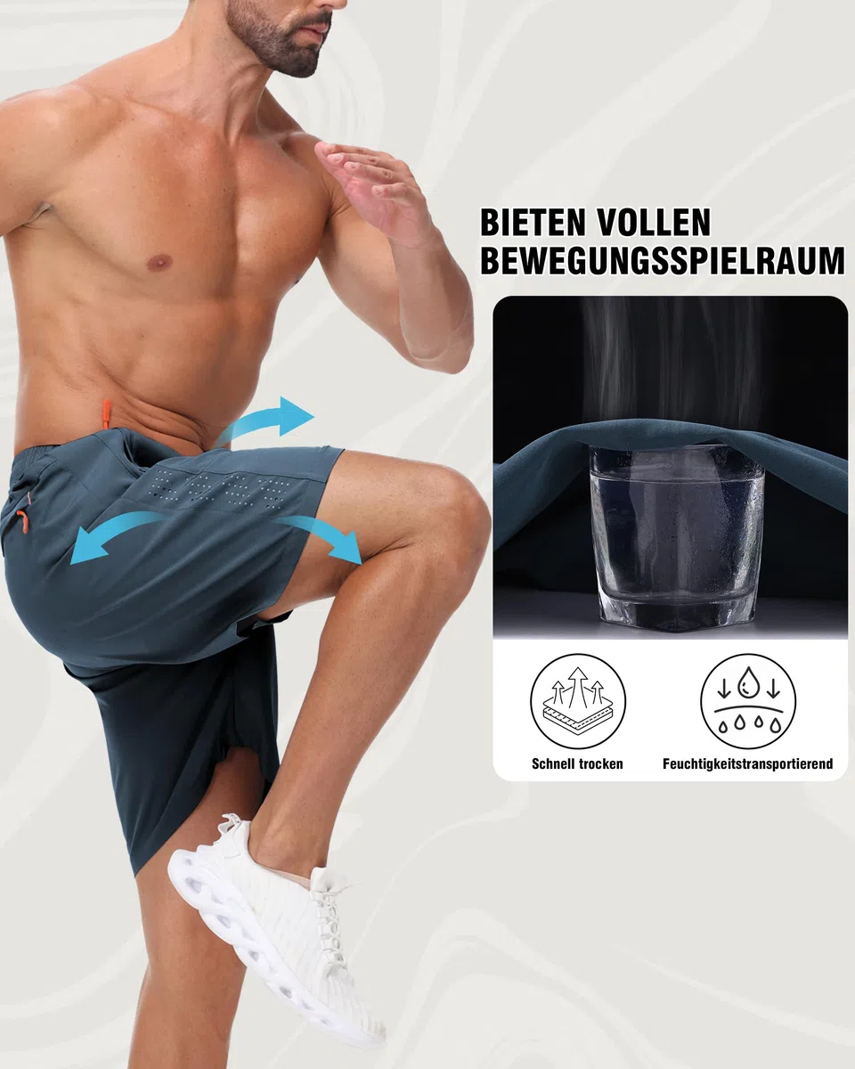 Zoofly 2 Pack Pantalones Cortos Deportivos Hombres Gym De Verano con Bolsillos con Cremallera Elásticos Fútbol Fitness Tenis Pantalone Hombres
