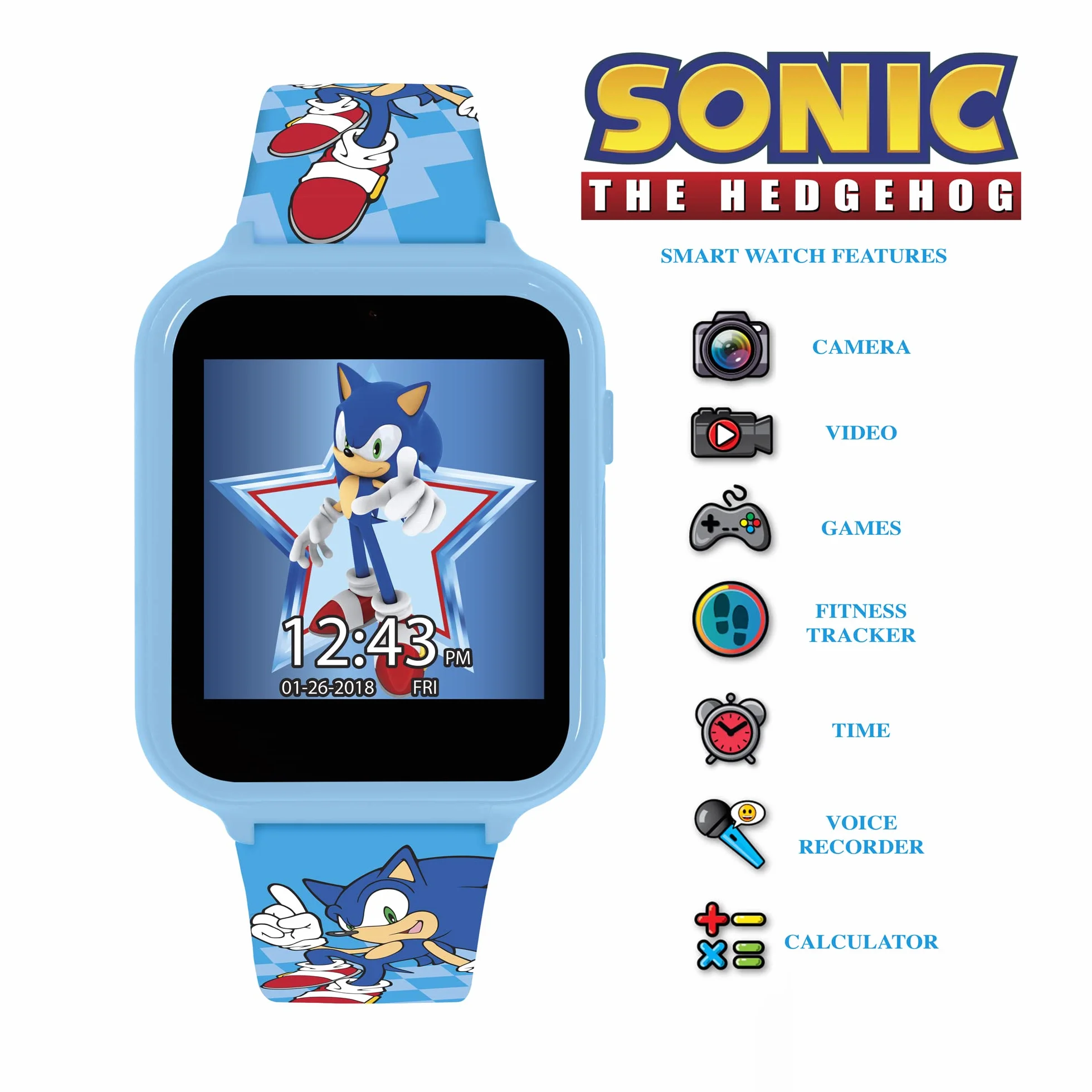 Sonic - , Reloj Inteligente Niños, Blue Printed, SNC4055