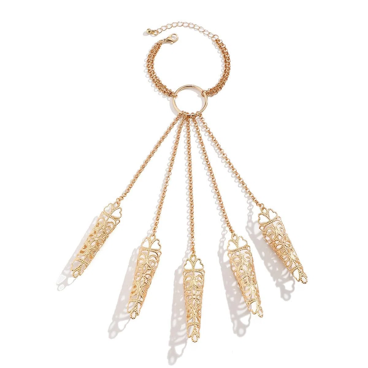 Pulsera de dedo de bruja gótica vintage, pulsera hueca, anillo de cadena con uñas para disfraz o cosplay