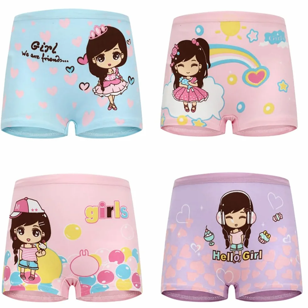 JackLoveBriefs Boxer niña Paquete de 12 algodón Calzoncillos para Niñas (5-7 años) Multicolor，Talla：L