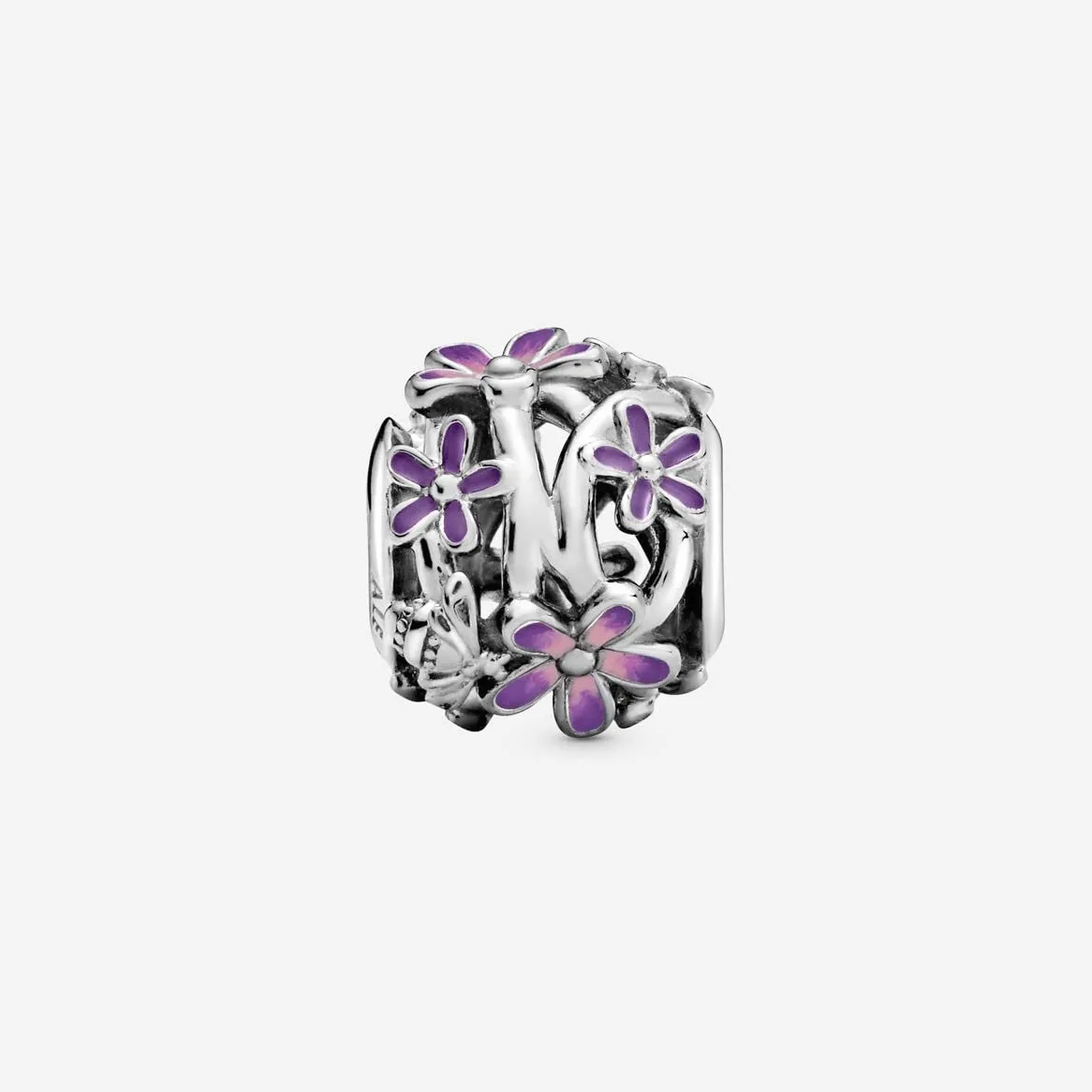 Pandora Moments Women's Sterling Silver Openwork Purple Daisy Charm
