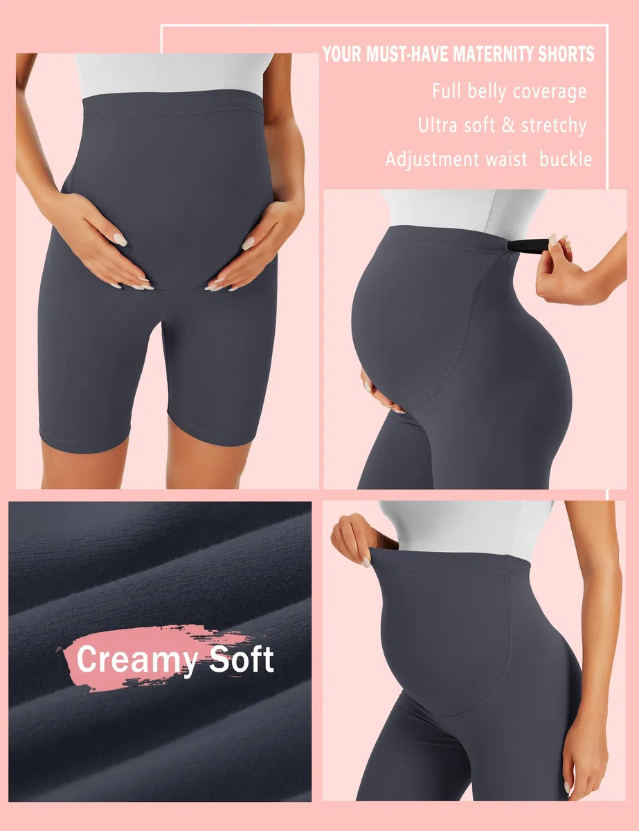 VALANDY Maternity Shorts Over Belly Biker Shorts High Waisted Short Leggings Athletic Workout Running Yoga Pregnancy Pants
