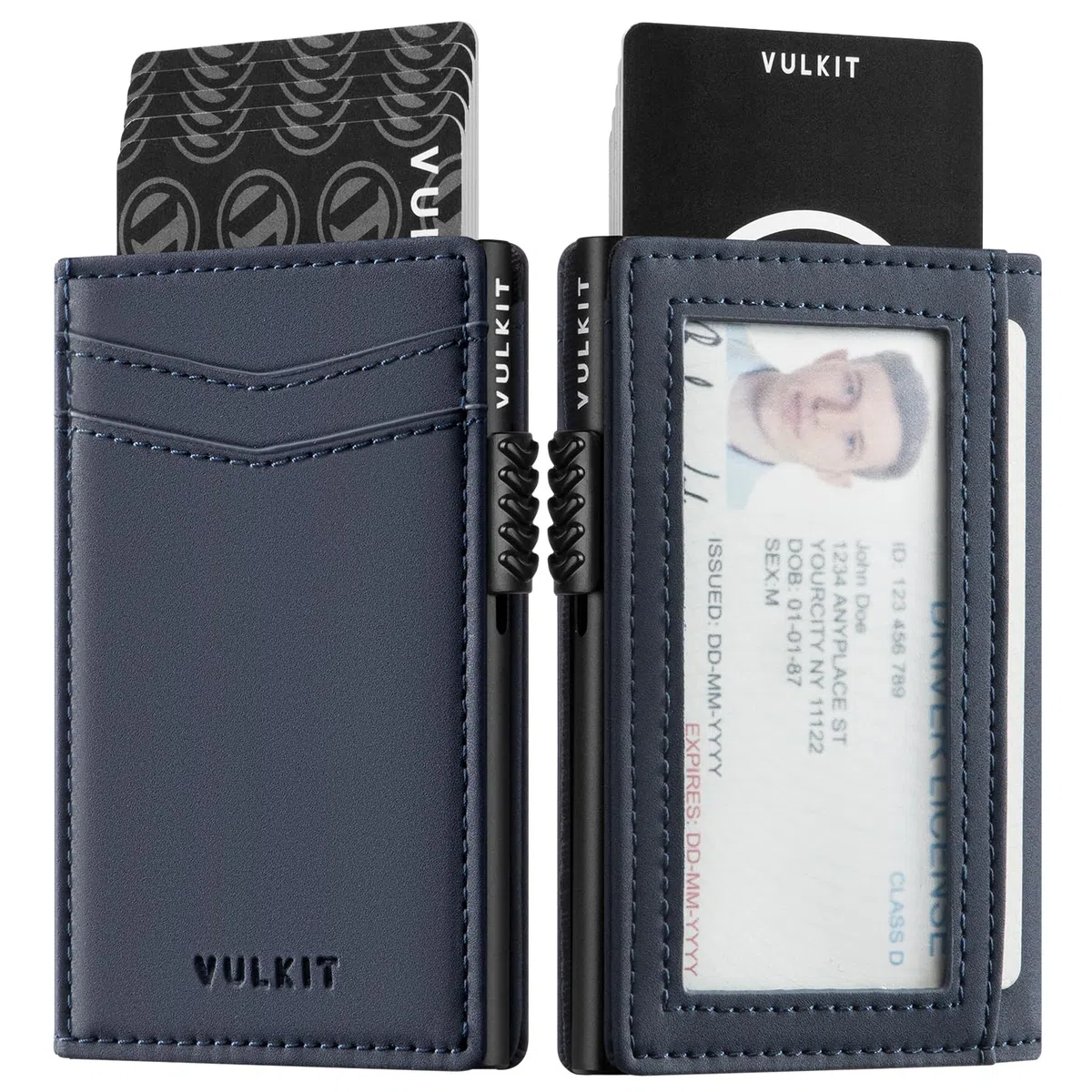 VULKIT Tarjetero Delgado con Bloqueo RFID para Hombre Tarjetero Automático Emergente para Tarjetas y Notas con Cierre Magnético