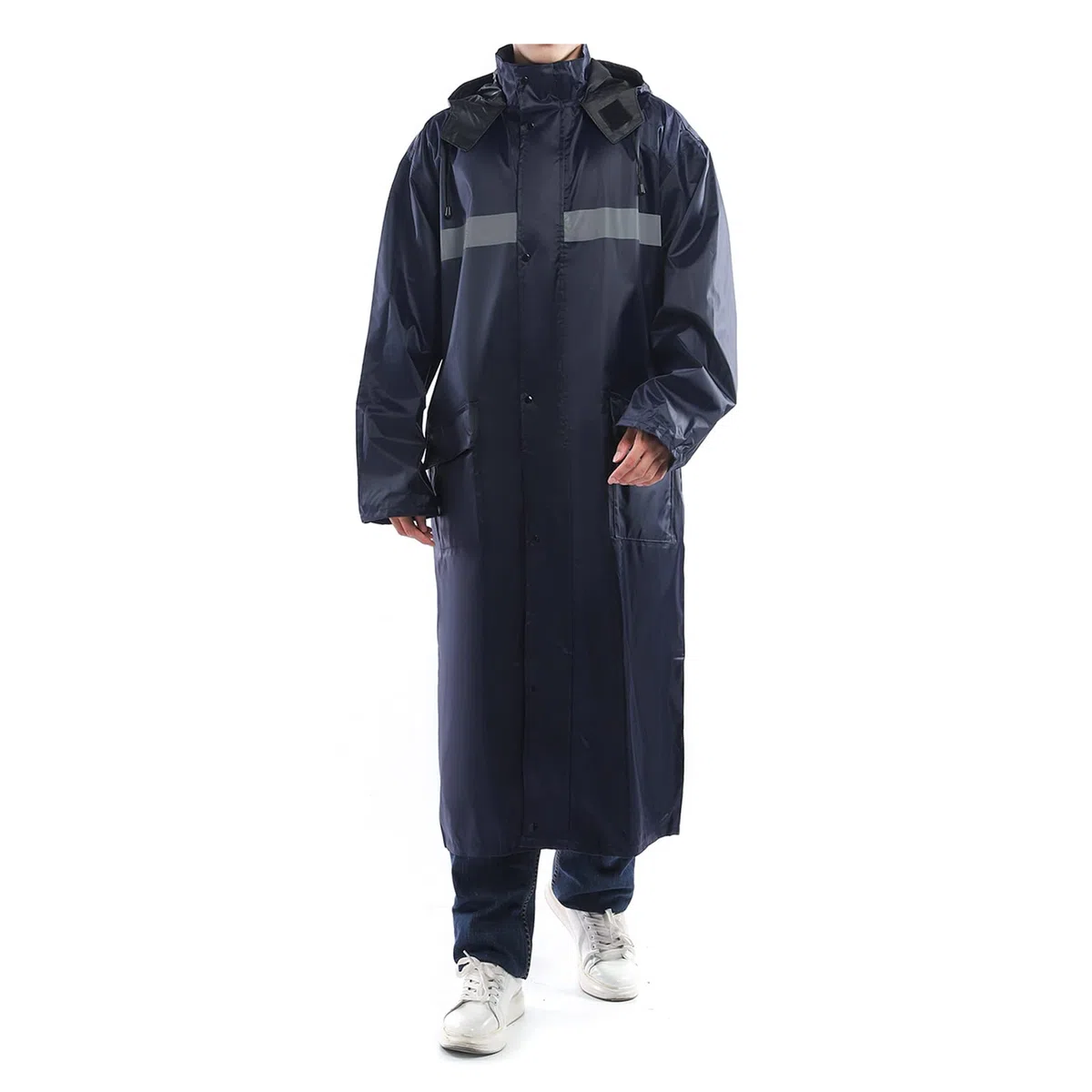 Hombre Chubasquero Plegable Reutilizable con Capucha Largo Impermeable Poncho de Lluvia con Tiras Reflectantes Impermeables Chaquetas