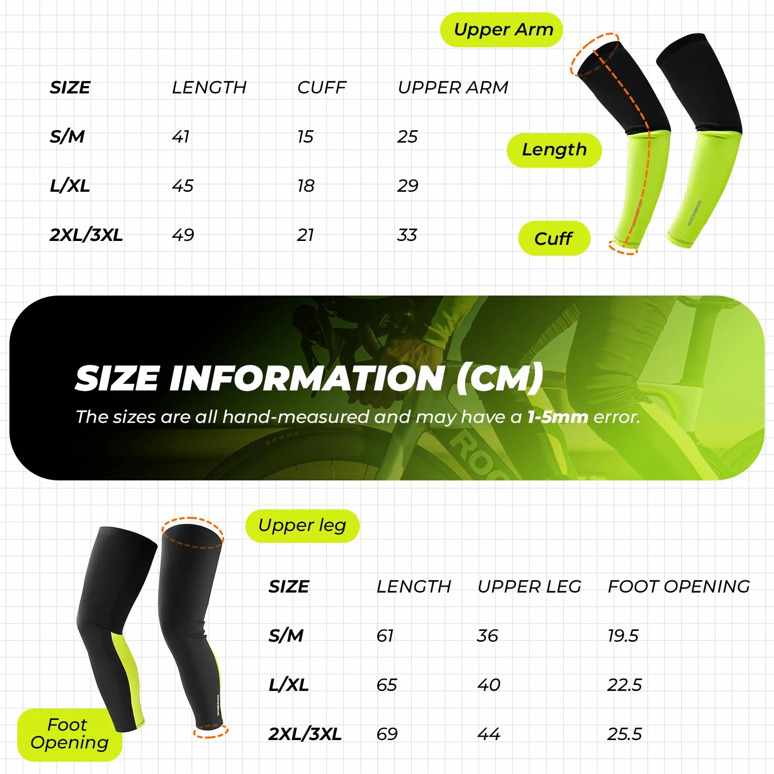 ROCKBROS Mangas del Brazo y Perneras Térmicas Invierno, Calentadores de Ciclismo Antideslizante a Prueba de Viento para Bicicleta Running Ejercicio Deportes, Unisex Adulto