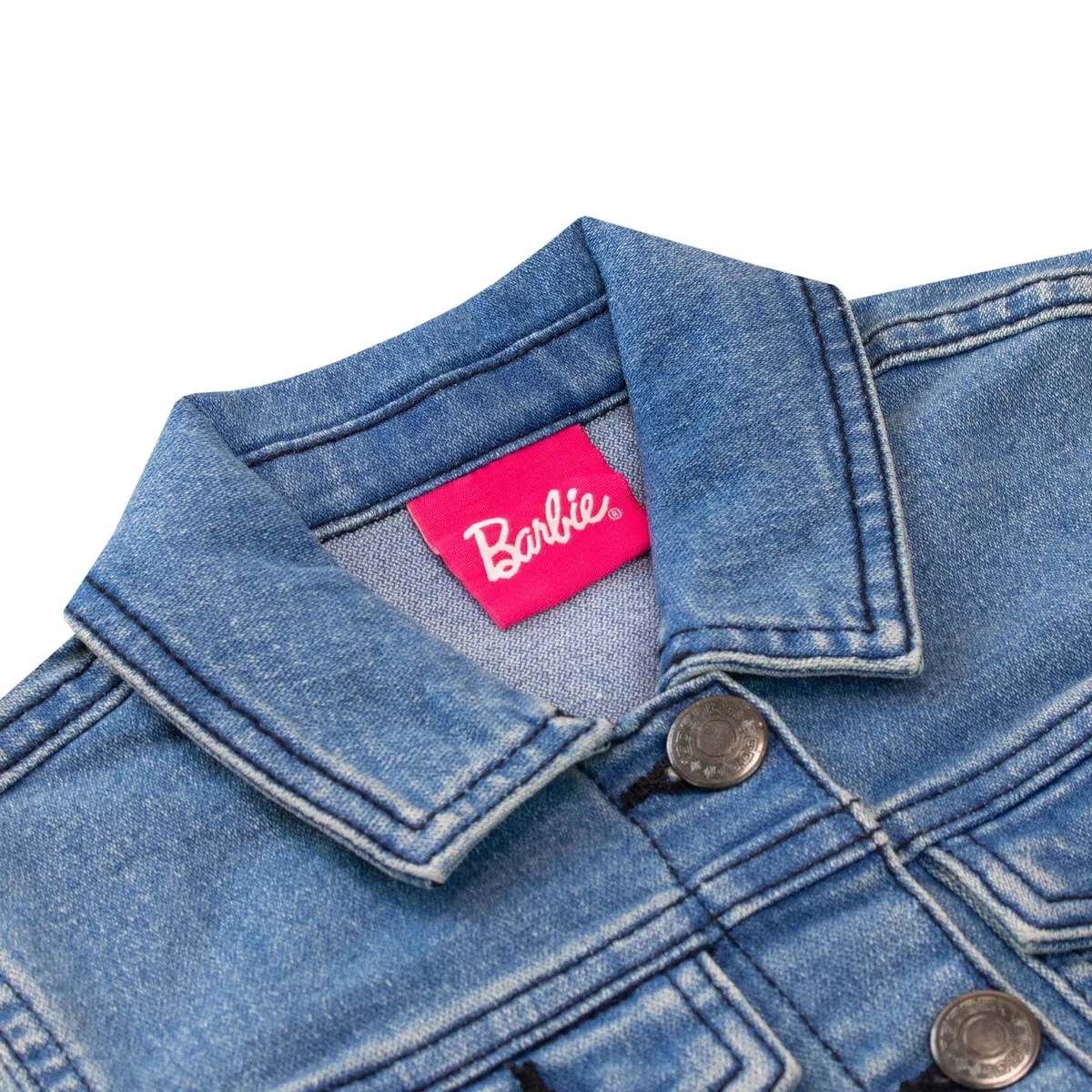 Barbie Bordado Chaqueta vaquera para Niñas Ropa de Exterior para Infantiles